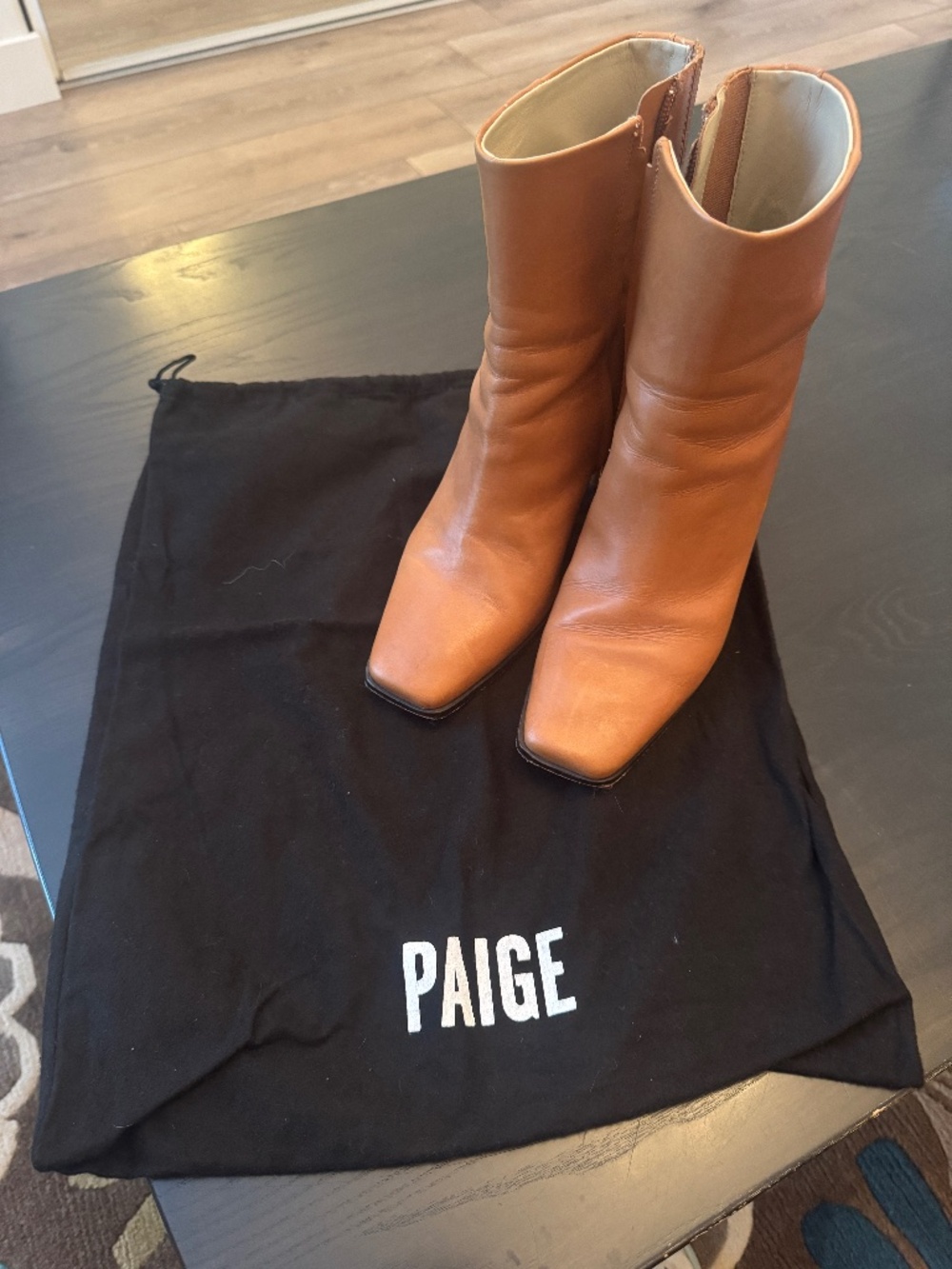 PAIGE Farah Square Toe Bootie (Women) Cognac